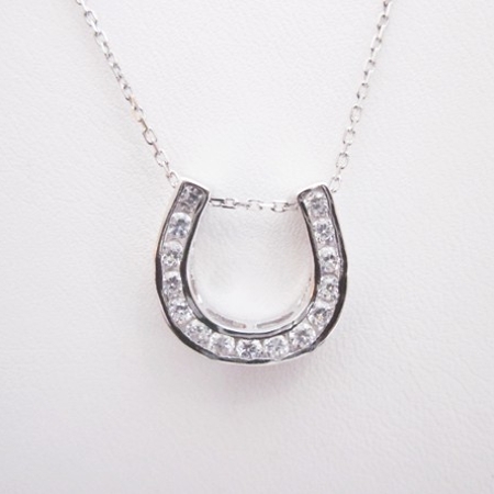 Horseshoe Pendant with Cubic Zirconias - Click Image to Close